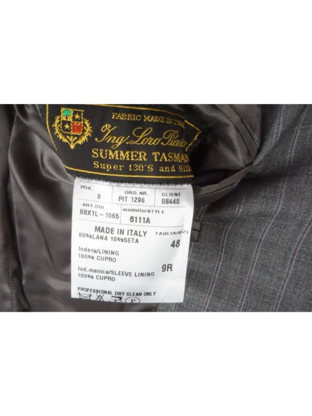 Raffaele Caruso Gray Striped Loro Piana Wool 2 Pc Suit Jacket Pant 38 US NEW